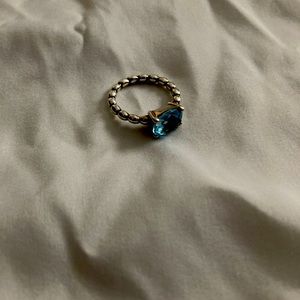 Stunning Pandora Blue Topaz Ring! (Size 52)